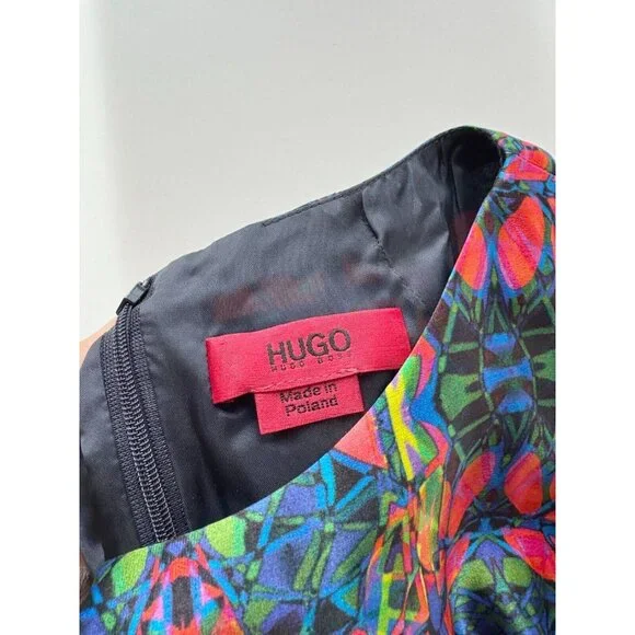 HUGO BY HUGO BOSS Kalilas Kaleidoscope Print Silk Charmeuse Sheath Dress, Size 0 - Picture 9 of 12